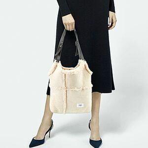 UGG Cream Shearling Tote Bag and Wallet Coin Purse Shopper Sand